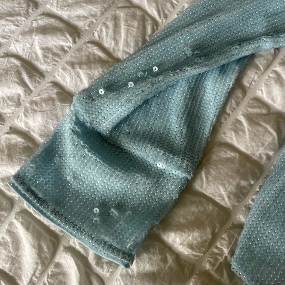 Whistles Light Blue Sequin Women's Top - Picture 9 of 14